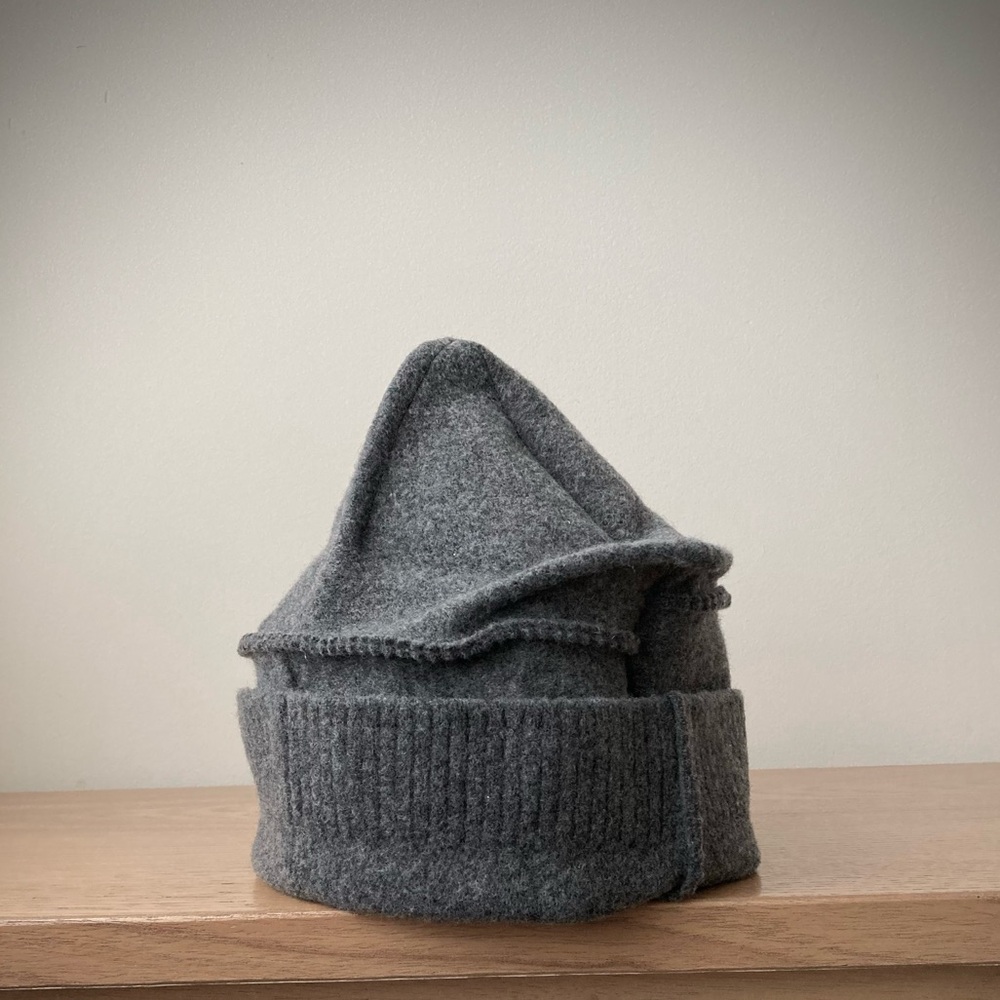 joodito origami crown wool sweater hat bucket beanie cloche docker cap dark gray - Picture 8 of 10